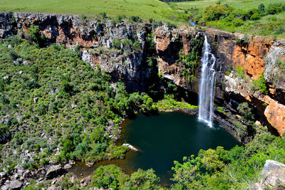 Scenic view of waterfall