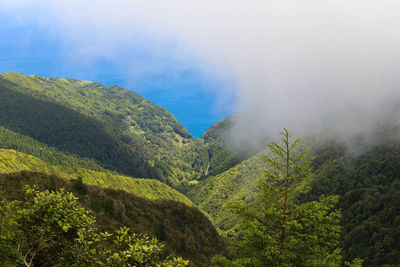 High angle view of mountains against sky