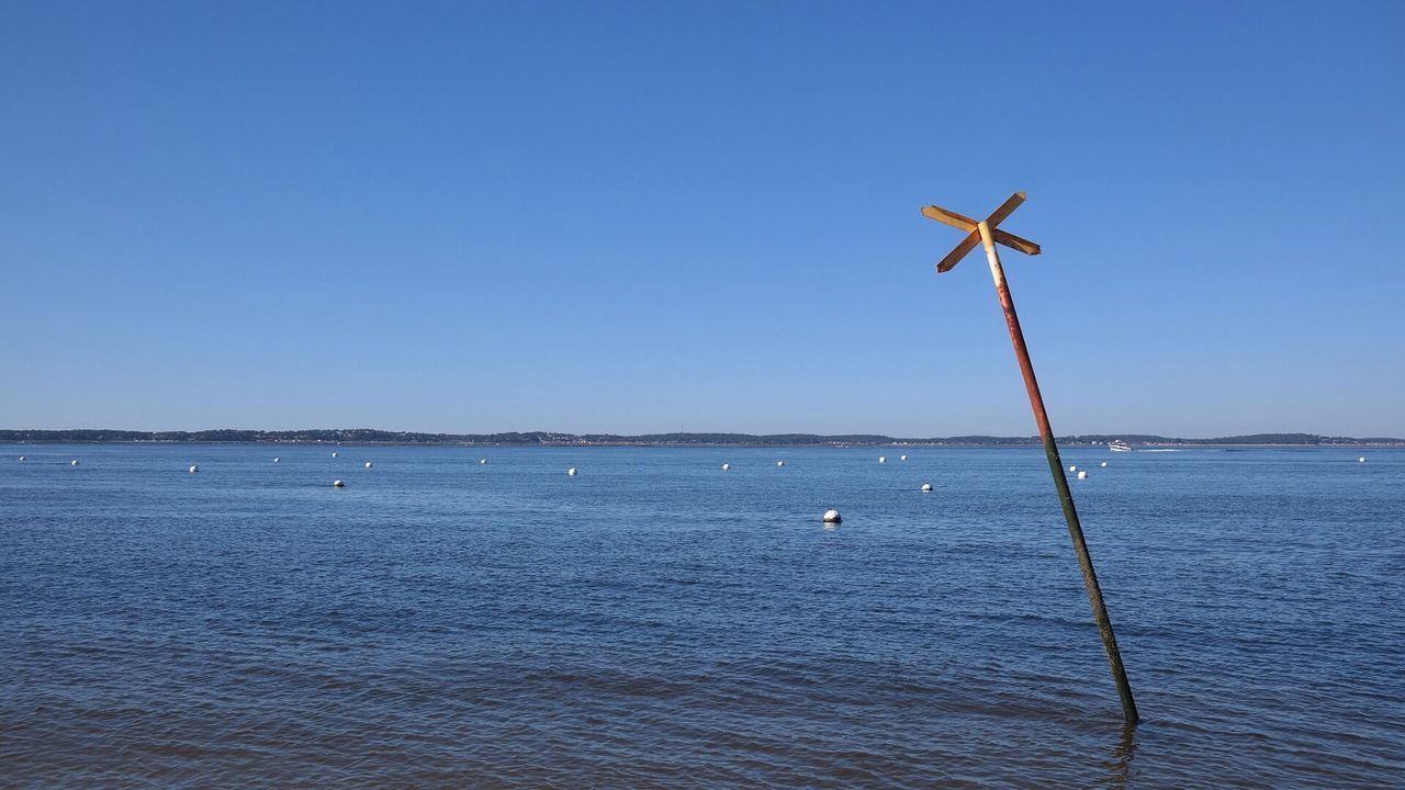 water, clear sky, sea, blue, copy space, tranquility, nautical vessel, horizon over water, tranquil scene, waterfront, nature, scenics, transportation, beauty in nature, sailboat, boat, rippled, mode of transport, day, outdoors