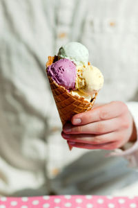 Cropped image of hand holding ice cream