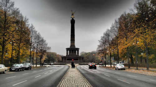 Road passing through city