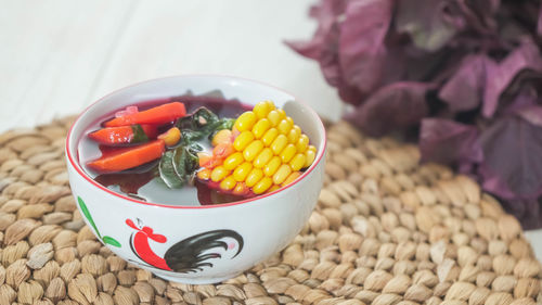 Close-up of food in bowl on table