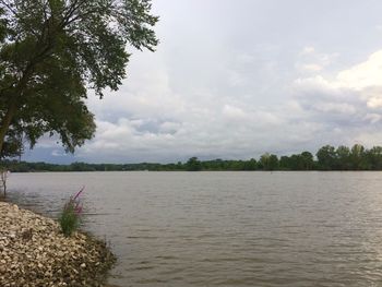 Scenic view of lake against sky