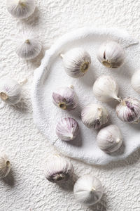 High angle view of white candies