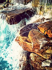 Water flowing through rocks