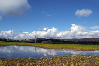 Scenic view of lake against sky