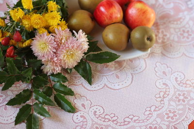 High angle view of flowering plant on table