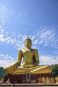 Low angle view of statue against the sky