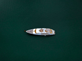 High angle view of ship sailing in sea