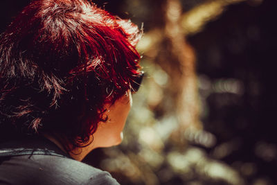 Close-up of woman looking away