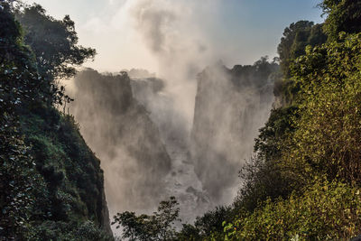 Panoramic view of waterfall against sky