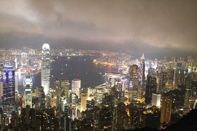Illuminated cityscape at night
