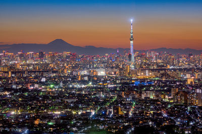 Tokyo skytree with mt. fuji