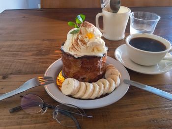 Close-up of breakfast on table