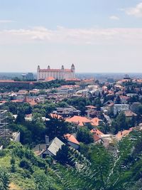 High angle view of townscape against sky