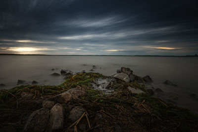 Scenic view of sea against sky during sunset