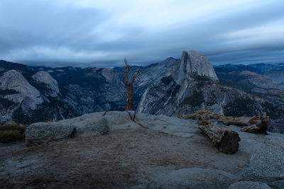 Glacier point lookout at yosemite national park. long exposure image on an overcast evening.