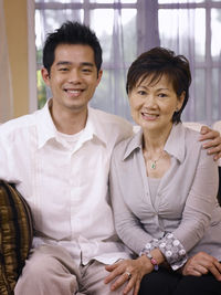 Portrait of smiling mother and son