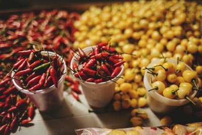 Close-up of chopped vegetables in bowl on table