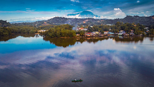 Scenic view of lake against sky