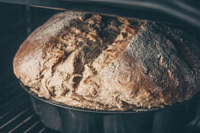 High angle view of bread in container