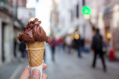 Midsection of ice cream cone