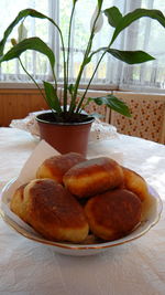 Close-up view of bread in plate