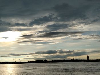 Scenic view of sea against sky at sunset