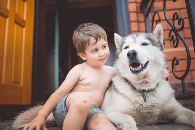 Portrait of cute boy at home