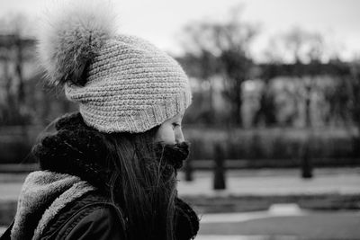 Close-up of woman during winter