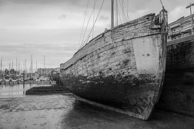 Boat on bottom at low tide