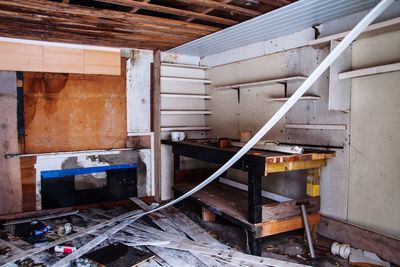 Interior of damaged building