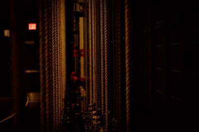 Close-up of illuminated lights in building