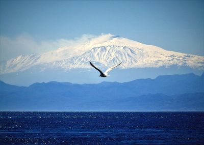 Flying towards the volcano..