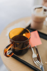Close-up of coffee on table
