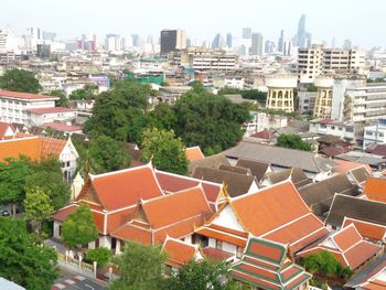 High angle view of residential buildings