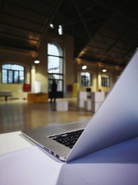Close-up of laptop on table