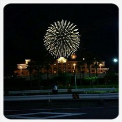 Firework display at night