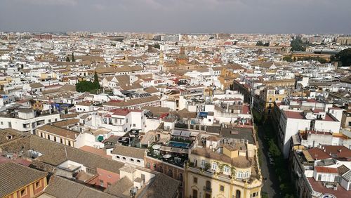 High angle view of cityscape against sky