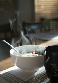 Smoke emitting from meal served on table