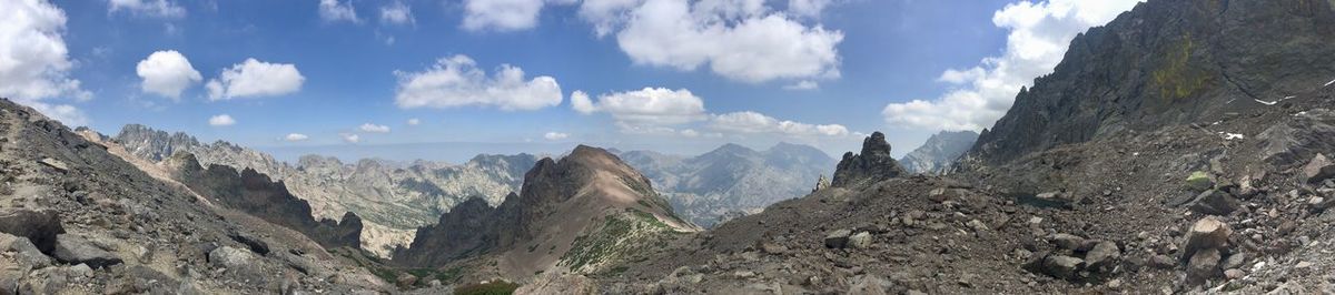 Panoramic view of landscape against cloudy sky