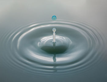 Close-up of drop falling in water