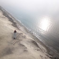 High angle view of man on beach