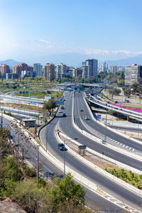 High angle view of elevated road against sky