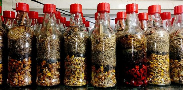 Close-up of candies in jar