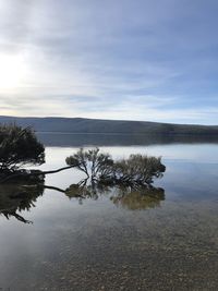 Scenic view of lake against sky