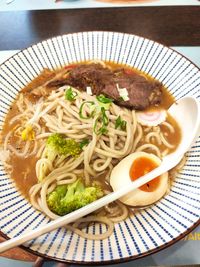 High angle view of meal served in bowl