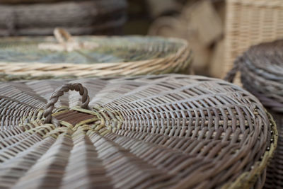 Close-up of cat in basket