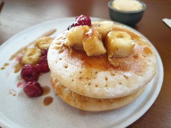 Close-up of dessert in plate on table