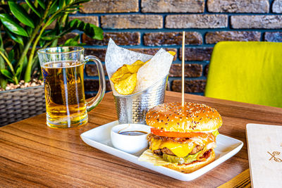 Breakfast served on table